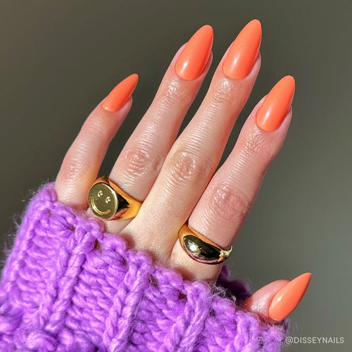 Soft Tangerine pastel press-on nails - almond shape, front view