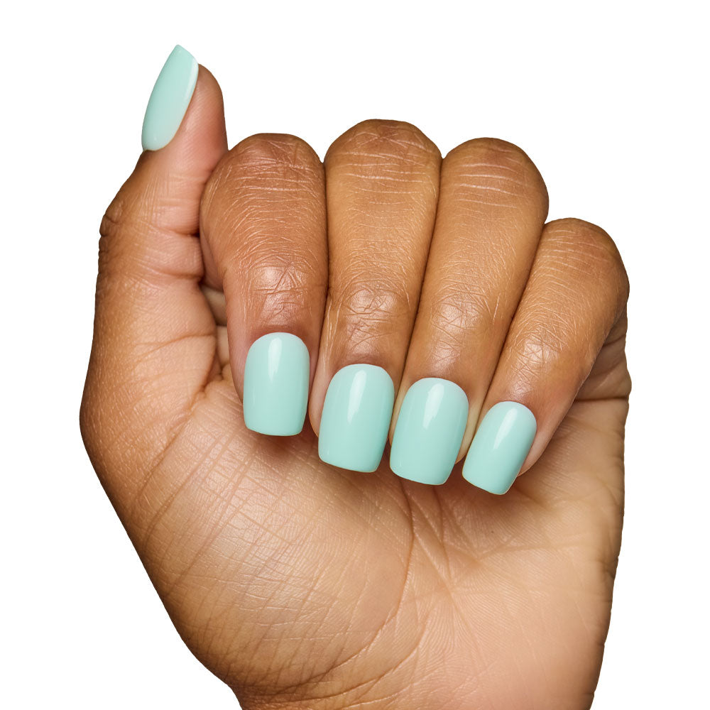 Soft Teal press-on nail set - XS to L sizing, soft neutral design