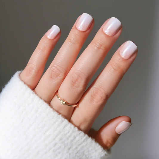 Soft Whip milky cloud dancer press-on nails - round shape, front view