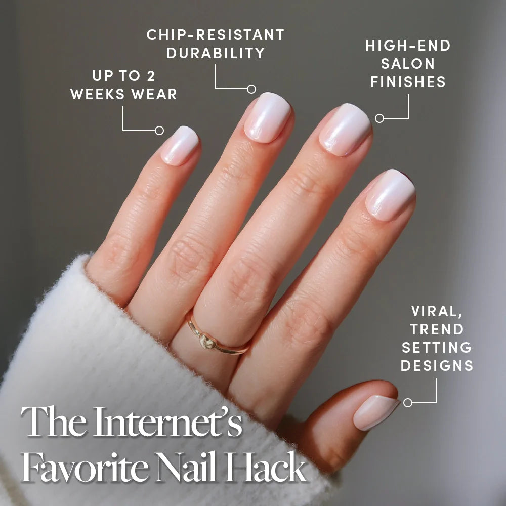 Soft Whip press-on nails close-up texture detail - milky cloud dancer finish, US shipping