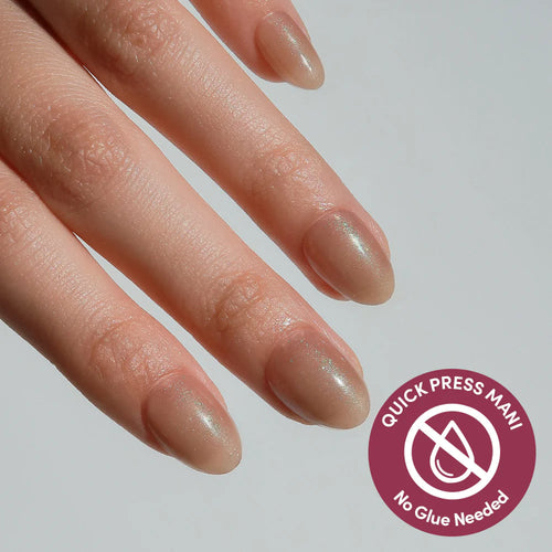 Sparkly Brown jelly glaze press-on nails - oval shape, front view