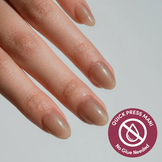 Sparkly Brown jelly glaze press-on nails - oval shape, front view