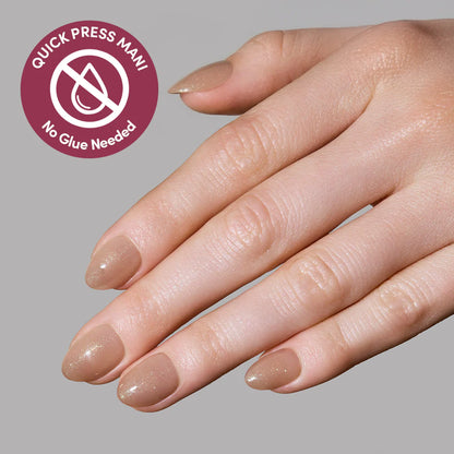 Sparkly Brown press-on nail set - XS to L sizing, jelly glaze design