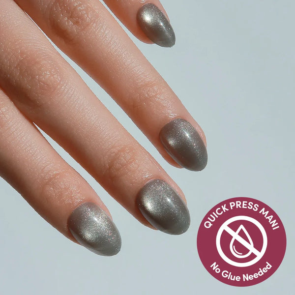 Sparkly Moss | Cat-Eye Velvet Oval Press-Ons press-on nail set