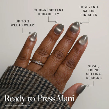 Sparkly Moss press-on nails - image 5 of 8, cat-eye velvet oval