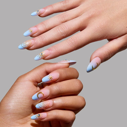 Spirited Sky press-on nail set - XS to L sizing, 3d sculptural design