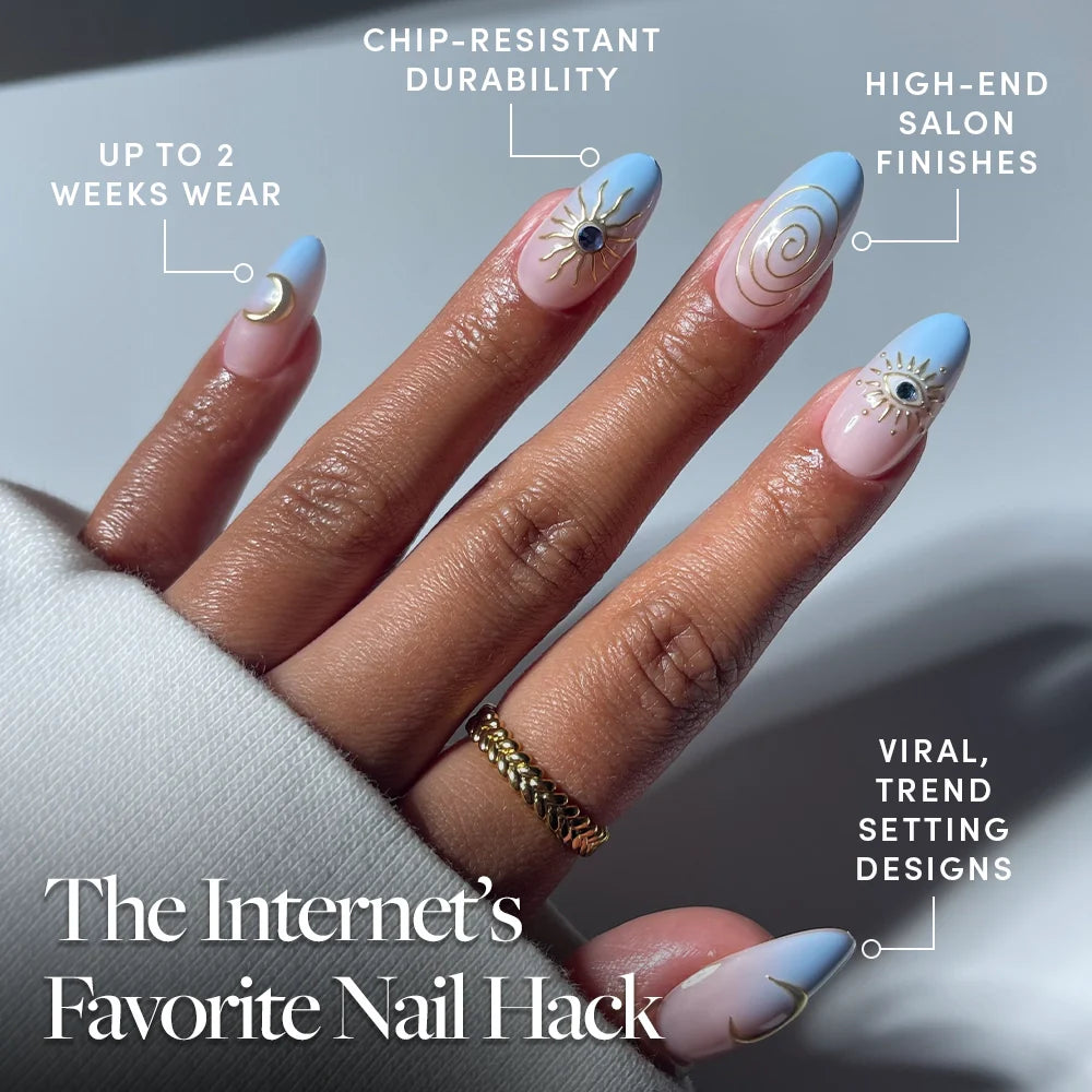 Spirited Sky press-on nails close-up texture detail - 3d sculptural finish, US shipping