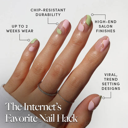 Strawberry Matcha press-on nail set - XS to L sizing, jelly glaze design