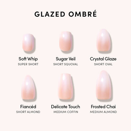 Sugar Veil press-on nail set - XS to L sizing, milky cloud dancer design