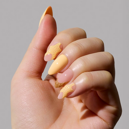 Sunny Shores press-on nails close-up texture detail - 3d sculptural finish, US shipping
