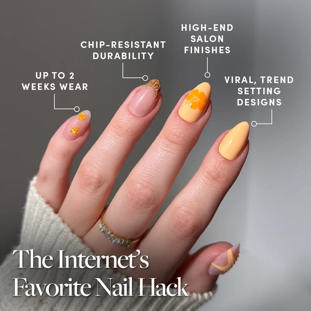 Sunny Shores press-on nails - image 5 of 9, 3d sculptural almond