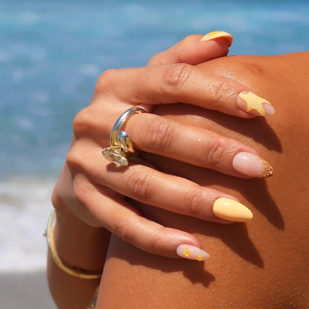 Sunny Shores press-on nails - image 6 of 9, 3d sculptural almond