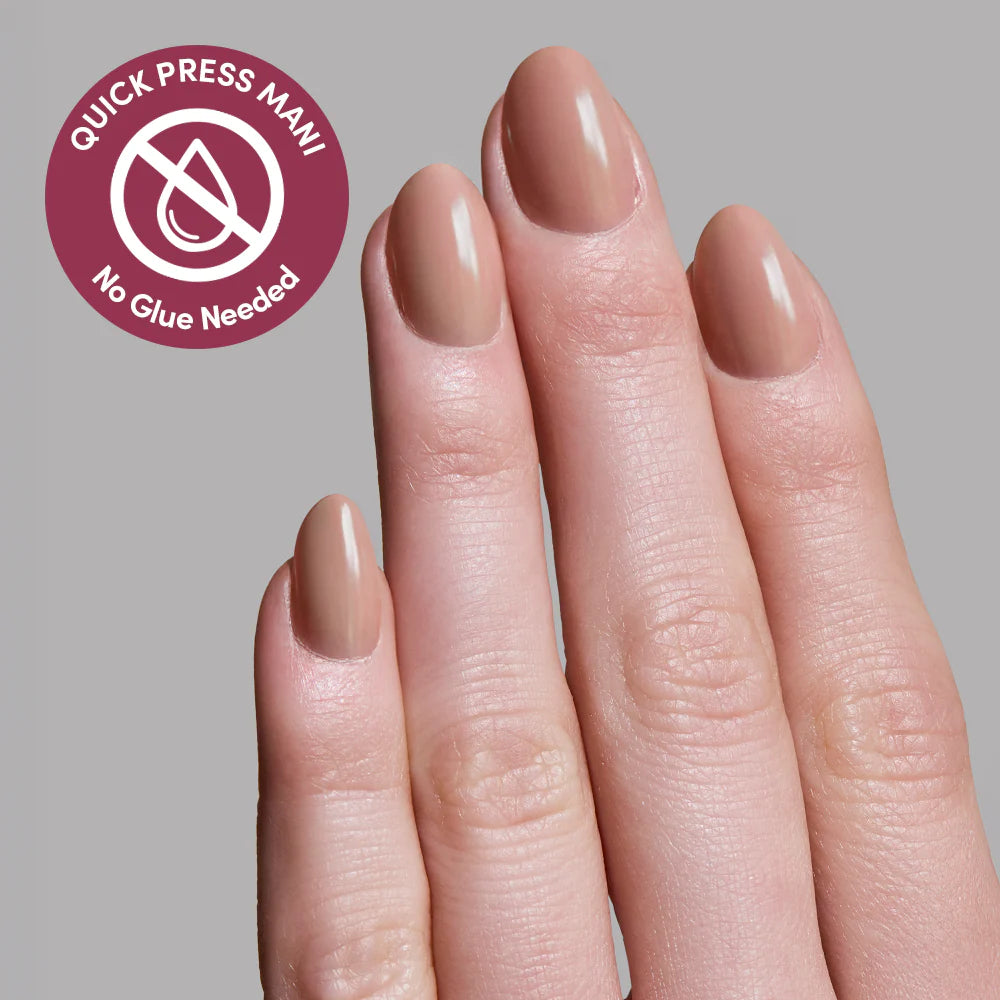 Teddy press-on nail set - XS to L sizing, soft neutral design