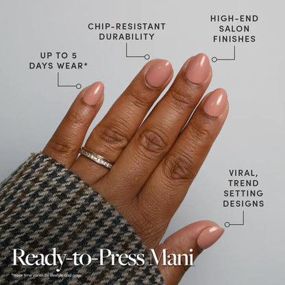 Teddy press-on nails - image 5 of 8, soft neutral oval