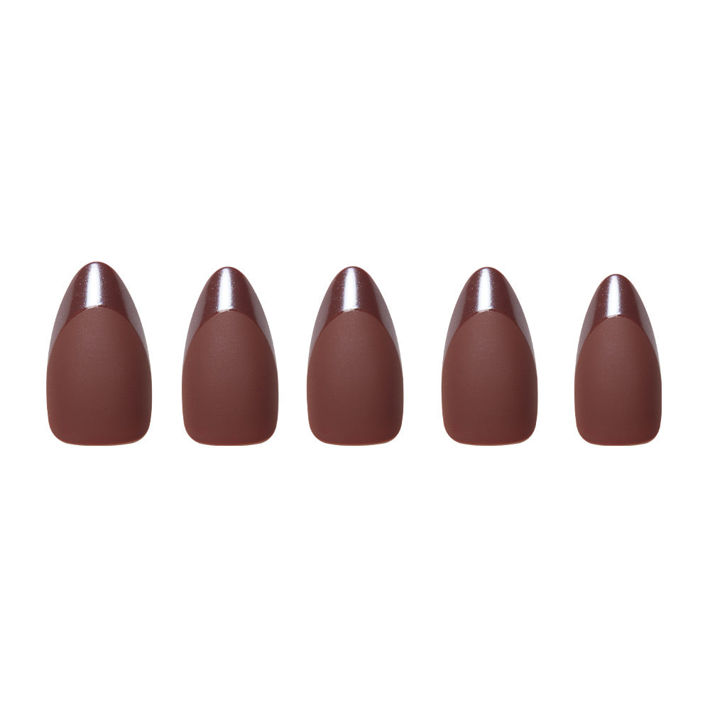 Terra press-on nails close-up texture detail - french tip finish, US shipping