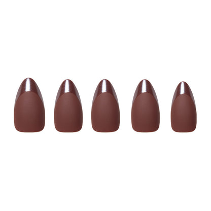 Terra press-on nails close-up texture detail - french tip finish, US shipping