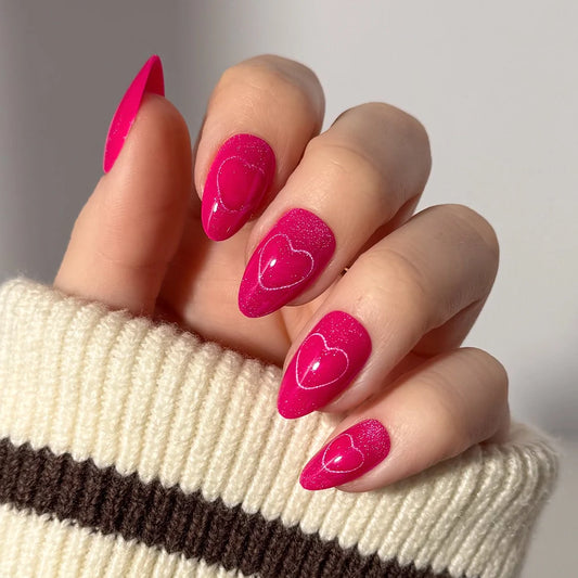 Text Me Back cat-eye velvet press-on nails - almond shape, front view