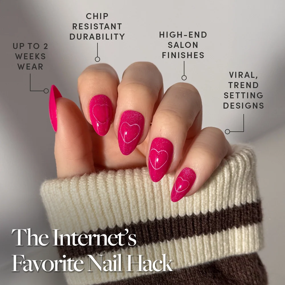 Text Me Back press-on nails close-up texture detail - cat-eye velvet finish, US shipping