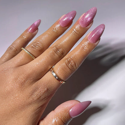 THE BEAUTY BLUEPRINT cat-eye velvet press-on nails - almond shape, front view