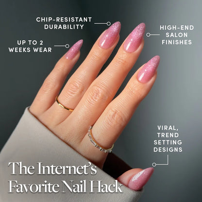 THE BEAUTY BLUEPRINT press-on nails close-up texture detail - cat-eye velvet finish, US shipping