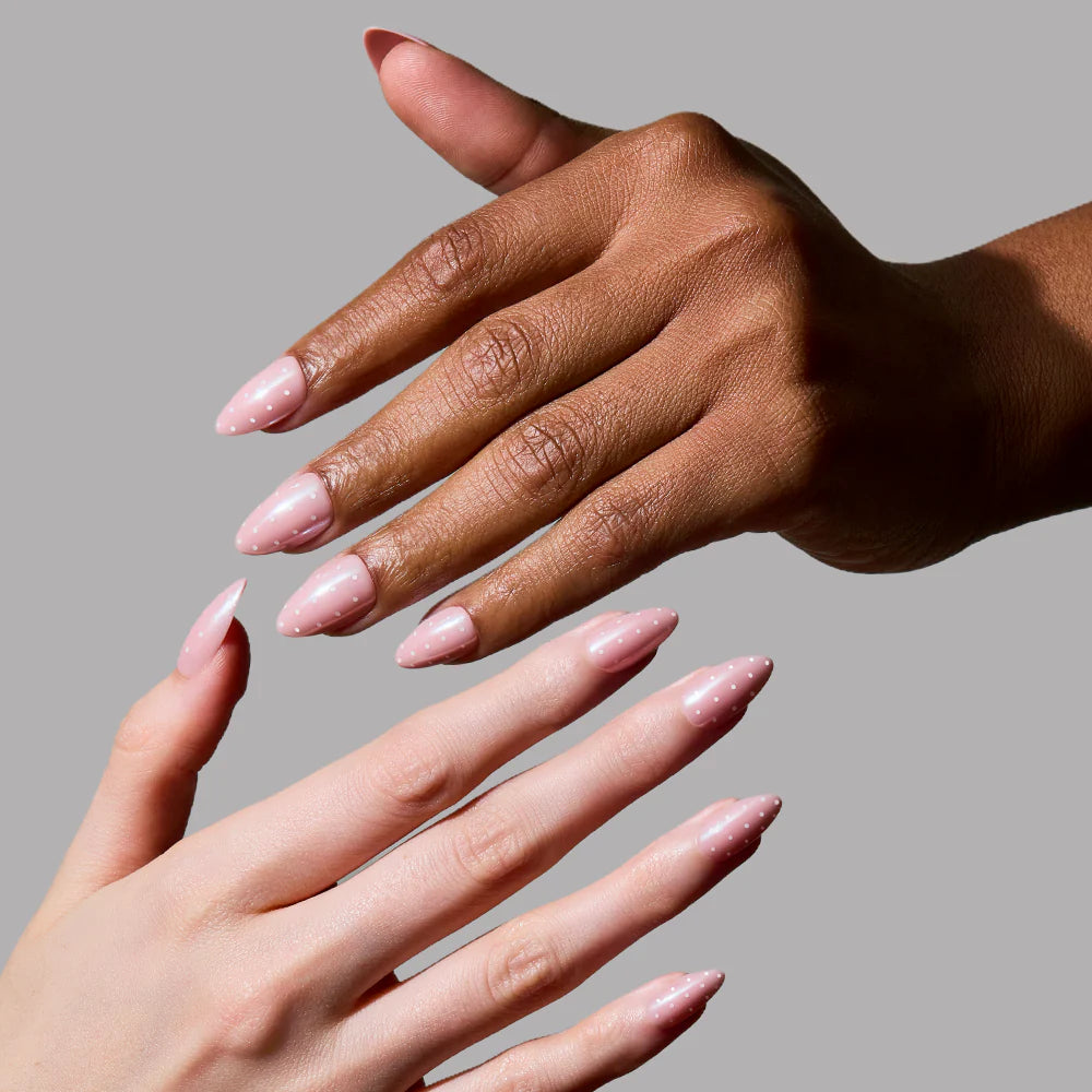 Barely Spotted press-on nail set - XS to L sizing, polka dot design