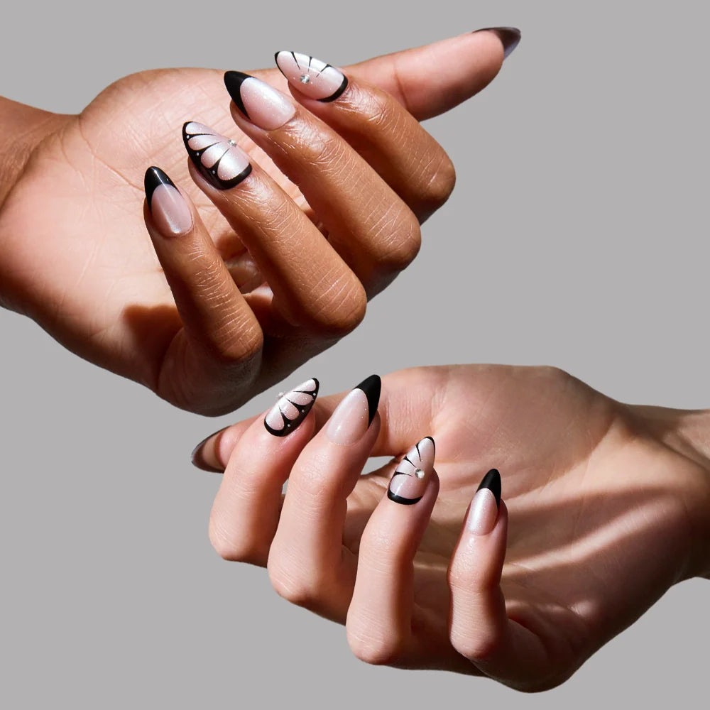 Butterfly Effect press-on nail set - XS to L sizing, cat-eye velvet design