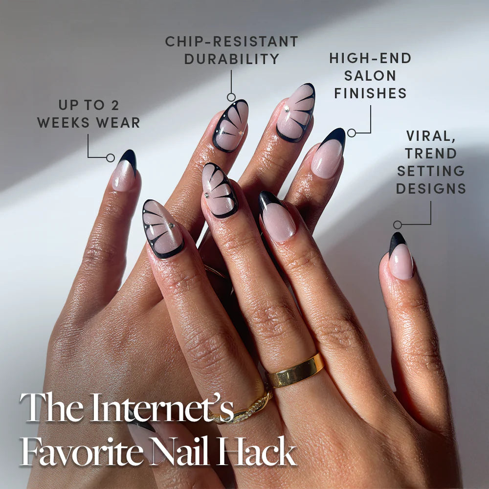 Butterfly Effect press-on nails close-up texture detail - cat-eye velvet finish, US shipping