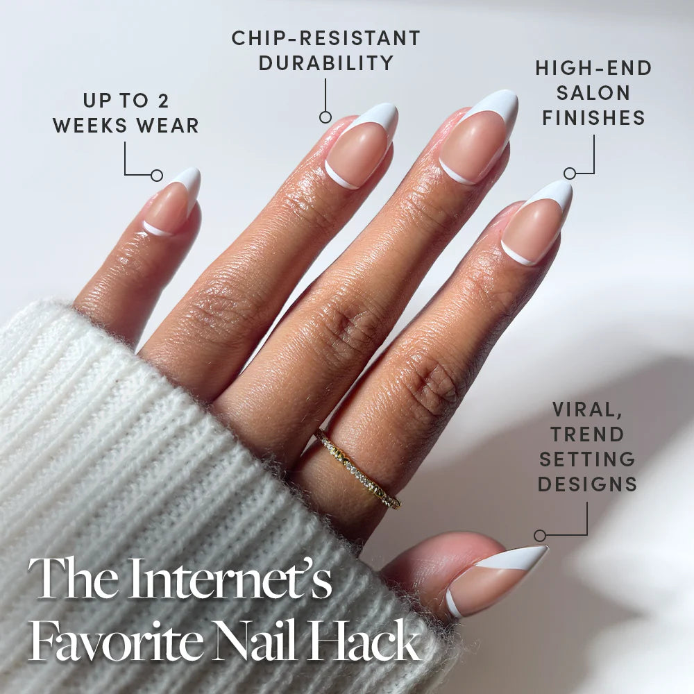 Class Act press-on nails close-up texture detail - milky cloud dancer finish, US shipping