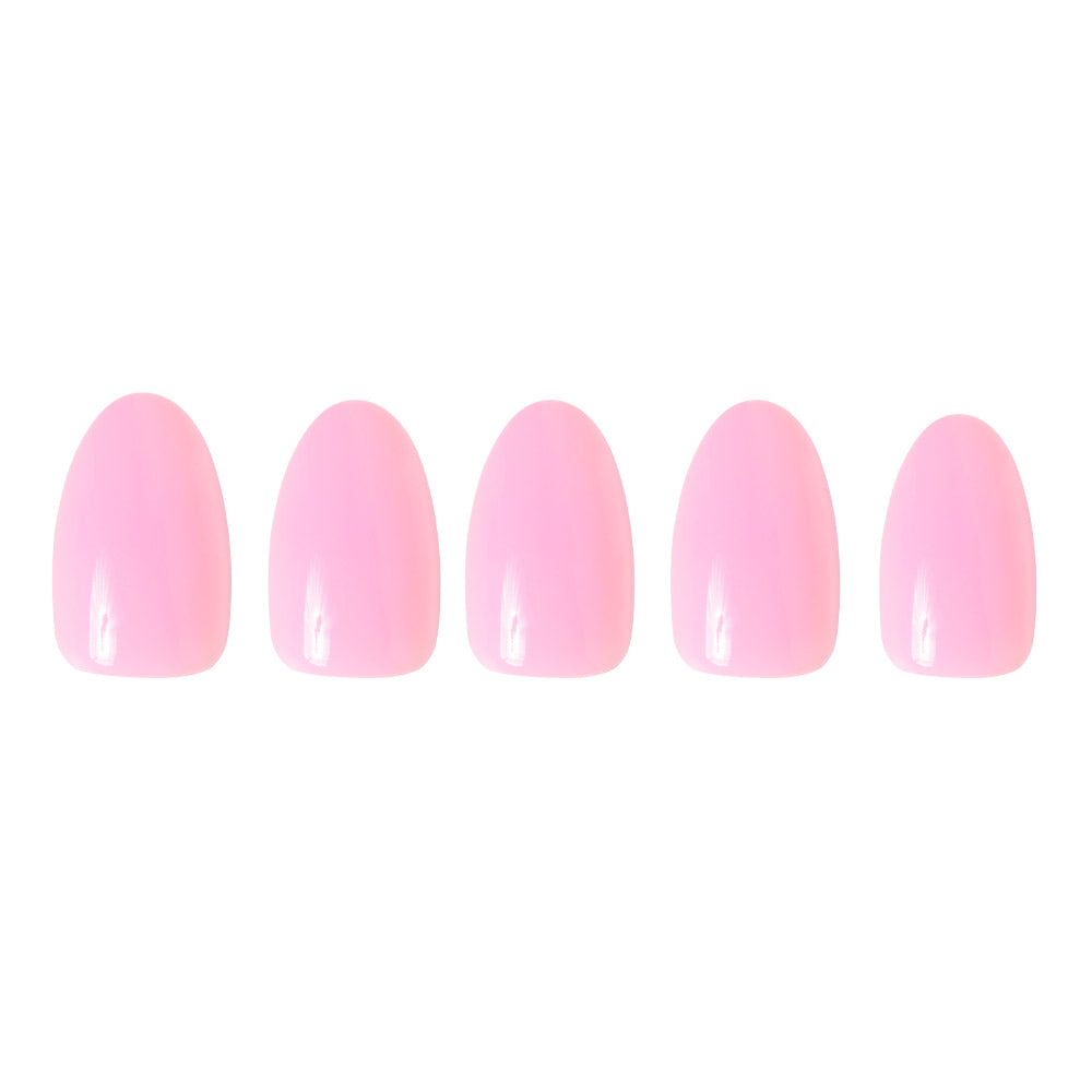 Think Pink press-on nails close-up texture detail - floral finish, US shipping