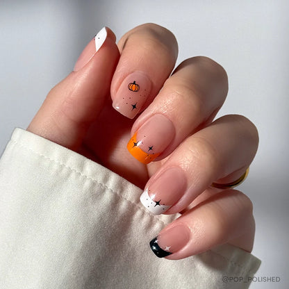 Tiny Pumpkin milky cloud dancer press-on nails - square shape, front view