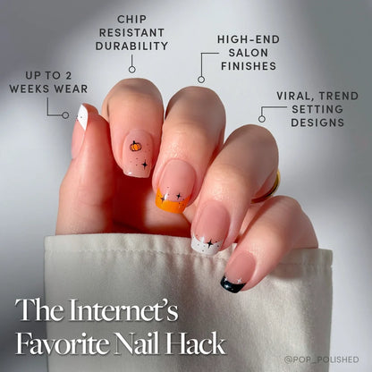Tiny Pumpkin press-on nail set - XS to L sizing, milky cloud dancer design