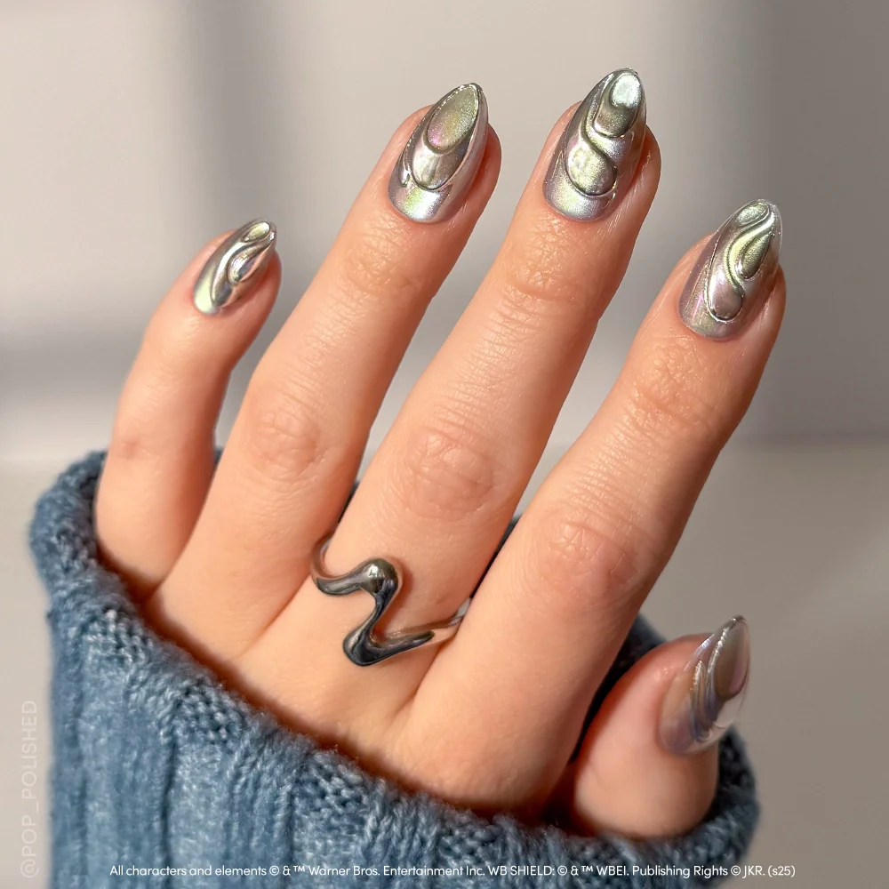 Unicorn Blood 3d sculptural press-on nails - almond shape, front view