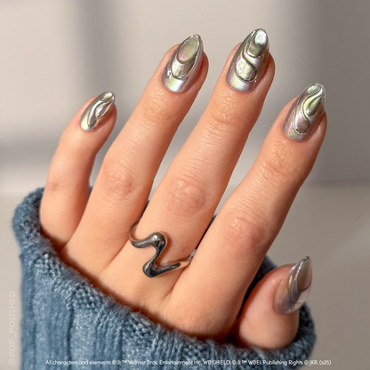 Unicorn Blood 3d sculptural press-on nails - almond shape, front view
