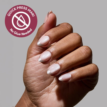 Velvet Chrome press-on nails on hand - lifestyle photo, cat-eye velvet finish
