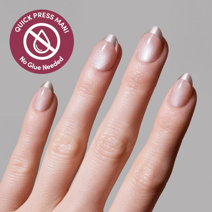 Velvet Chrome press-on nail set - XS to L sizing, cat-eye velvet design