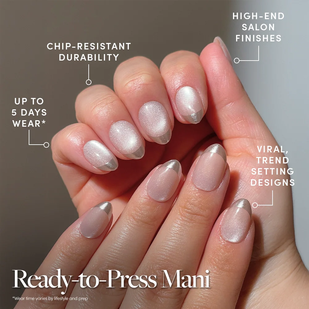 Velvet French press-on nails - image 5 of 8, cat-eye velvet round