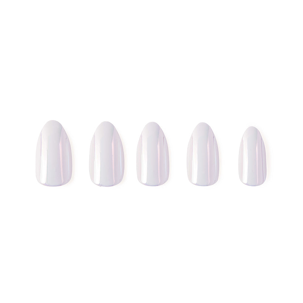 Moonlight press-on nails close-up texture detail - milky cloud dancer finish, US shipping