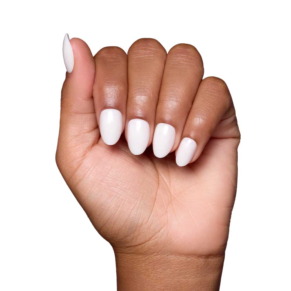 White Swan press-on nails close-up texture detail - milky cloud dancer finish, US shipping