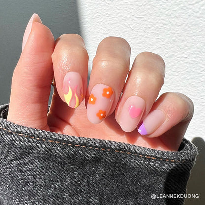 Wild Child soft neutral press-on nails - oval shape, front view