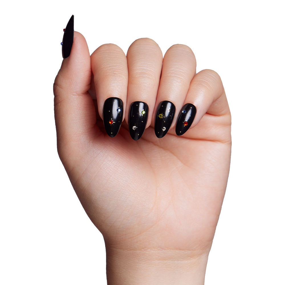 Winter Comet press-on nails close-up texture detail - 3d sculptural finish, US shipping