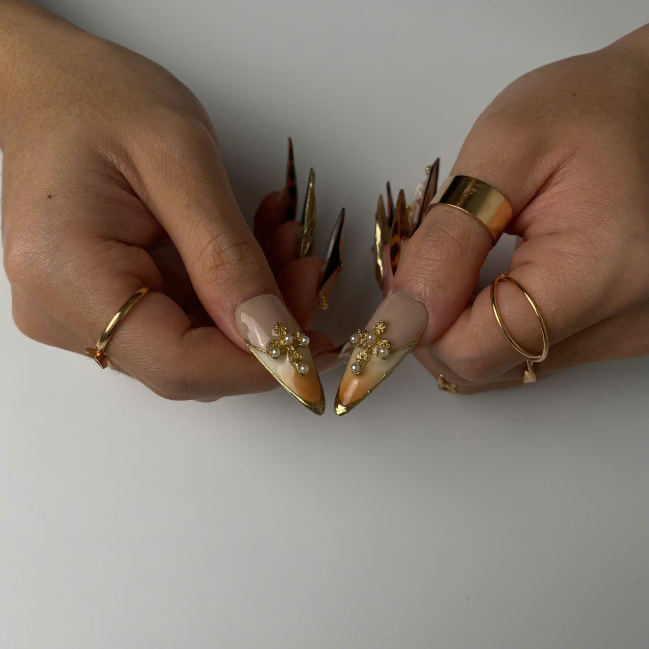 Wild Luxe press-on nail set - XS to L sizing, milky cloud dancer design