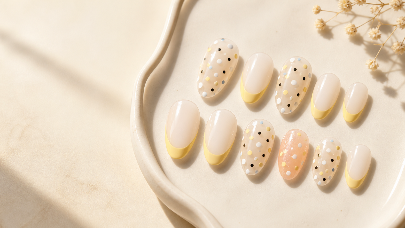 Bowtie Nail Box summer dot press-on nail capsule