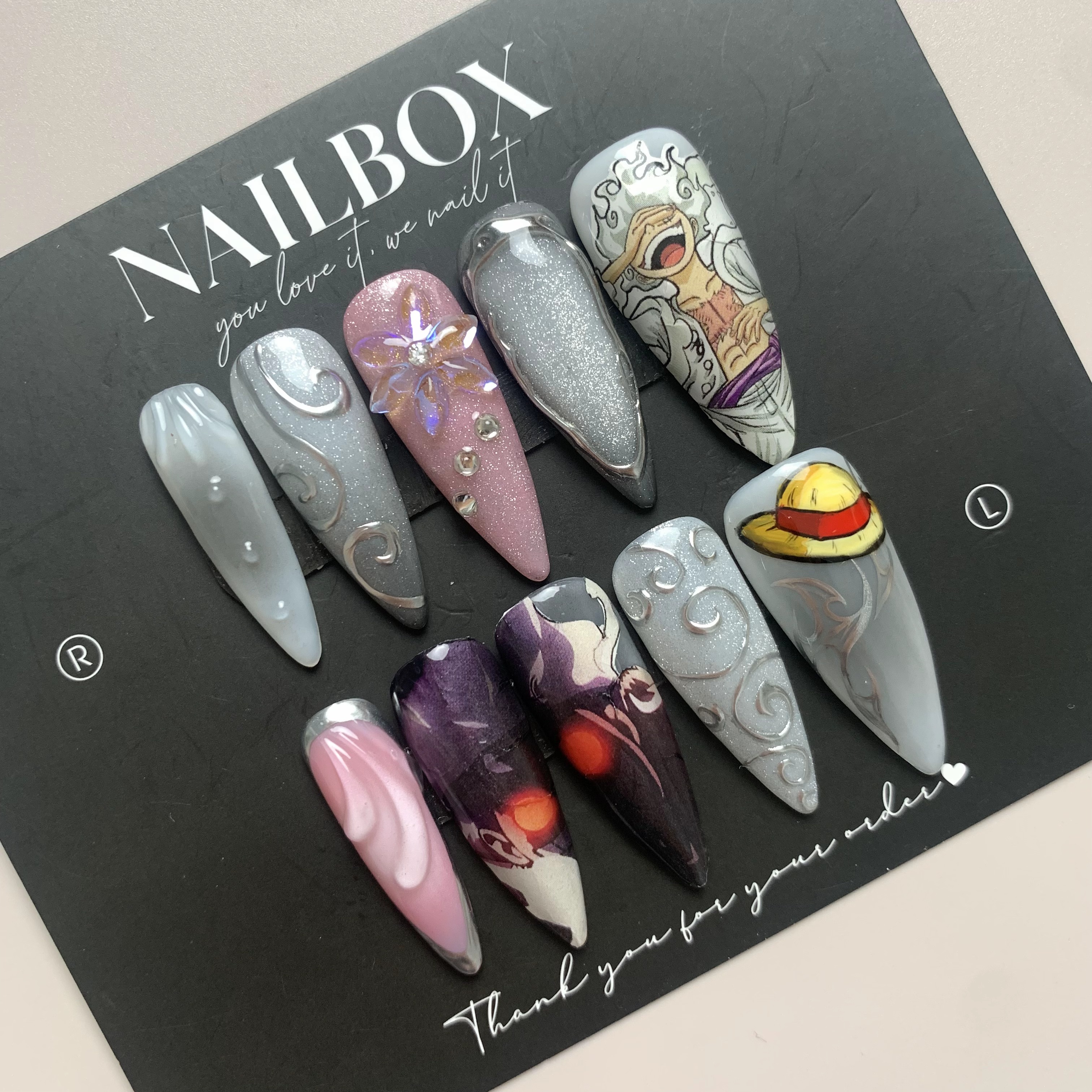 One Piece Luffy Anime Gear 5th Inspired Handmade Press-on Nails