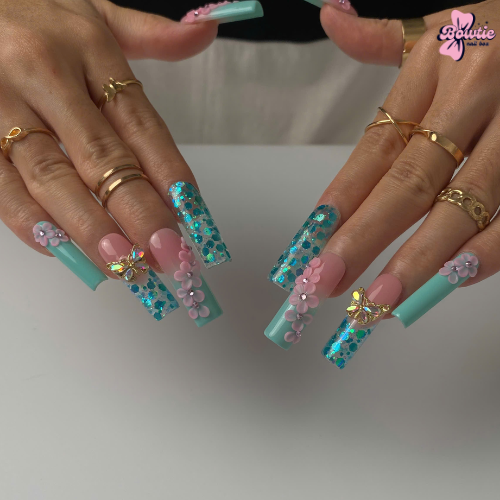 Aquatic Bliss in Floral Sparkle