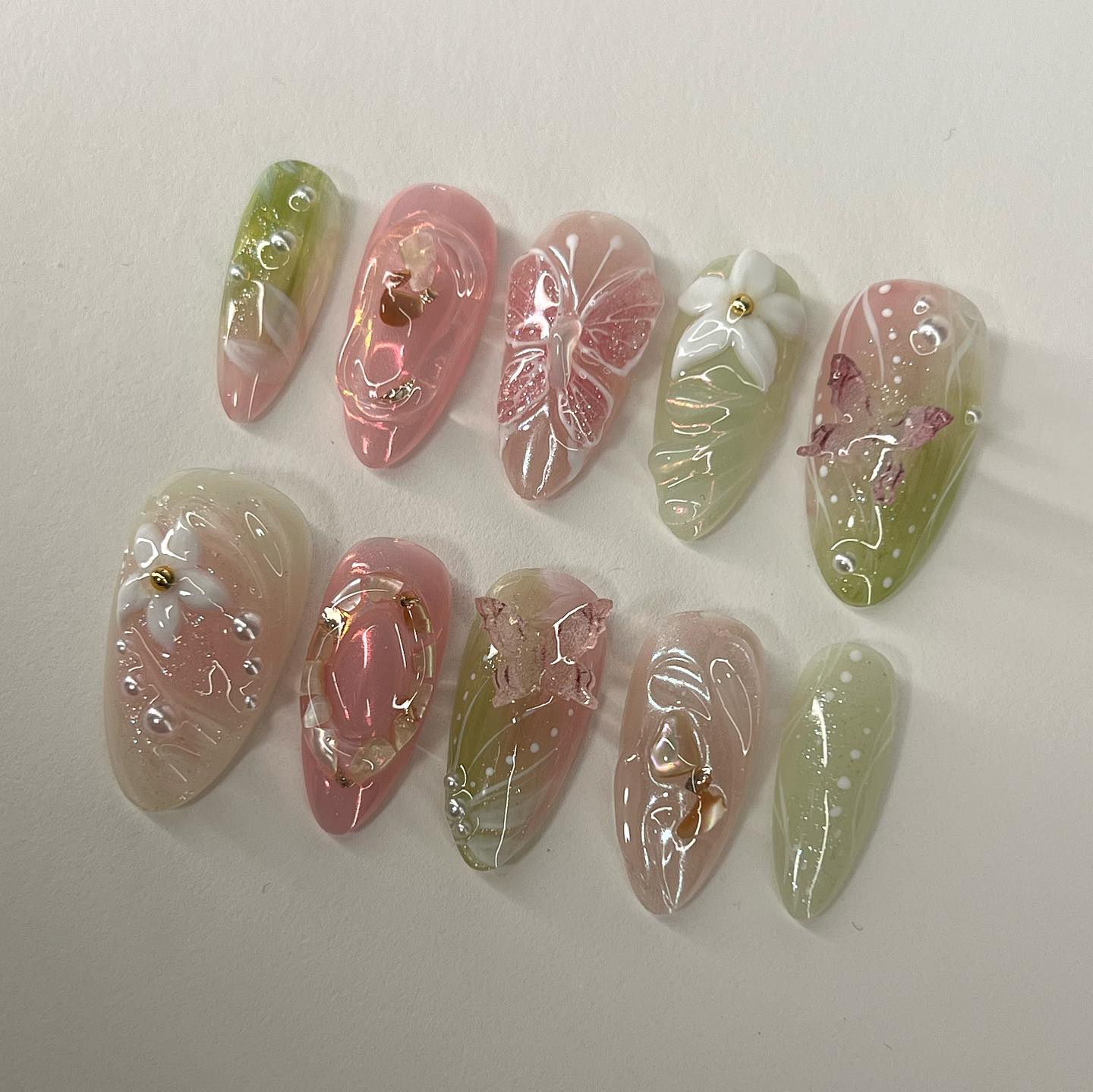 Enchanted Butterfly Nails – Pastel Fairycore Press Ons