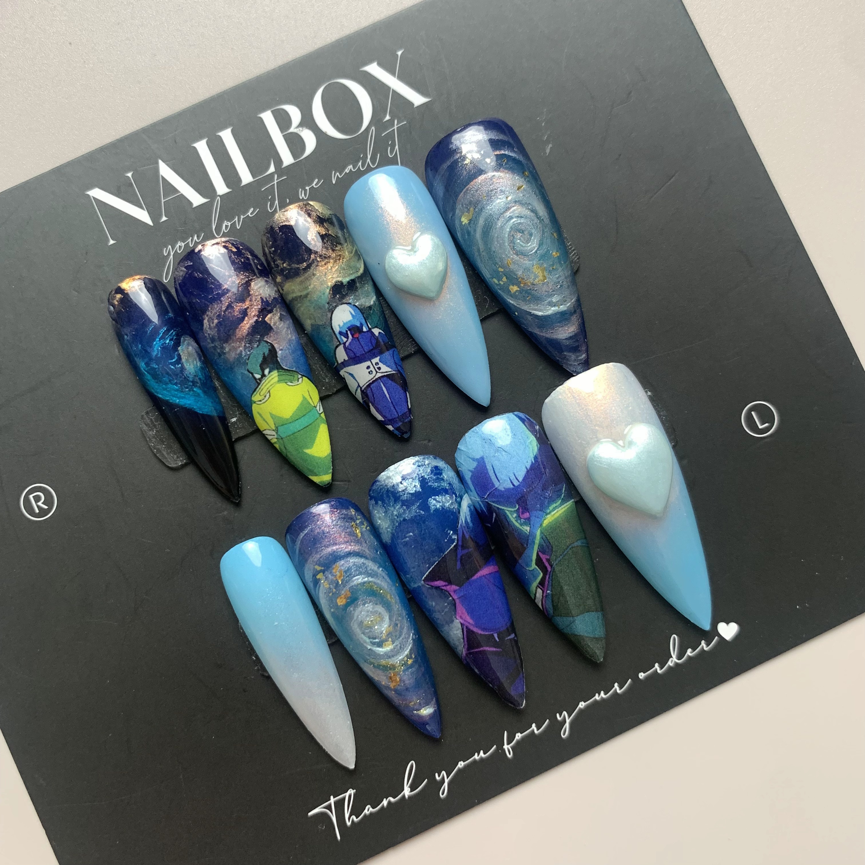 Cyperpunk: Edgerunners Anime David & Lucy Inspired Handmade Press-on Nails