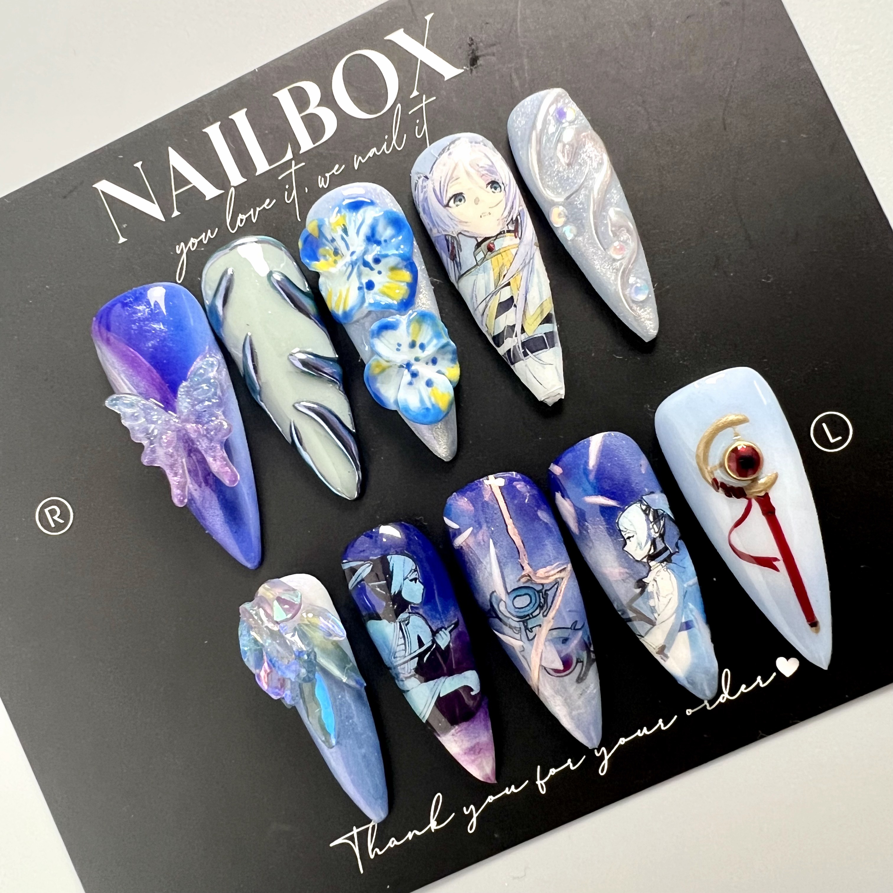 Fieren Anime-Inspired Press-on Nails | Handmade Press-on Nails | BowtieNailbox
