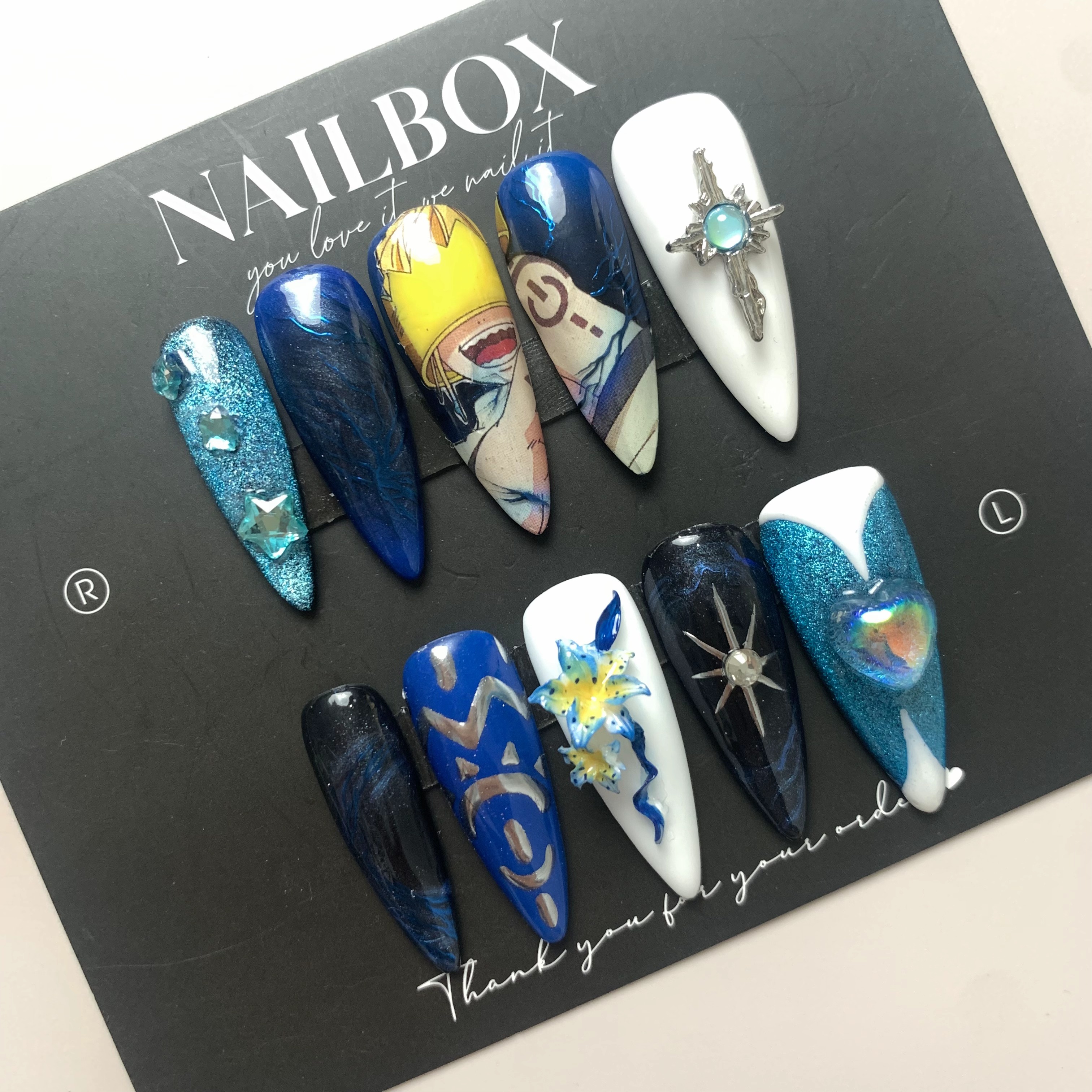 Fire Force  Haumea Handmade Anime Press-on Nails - Character Art &  with Heart & Star