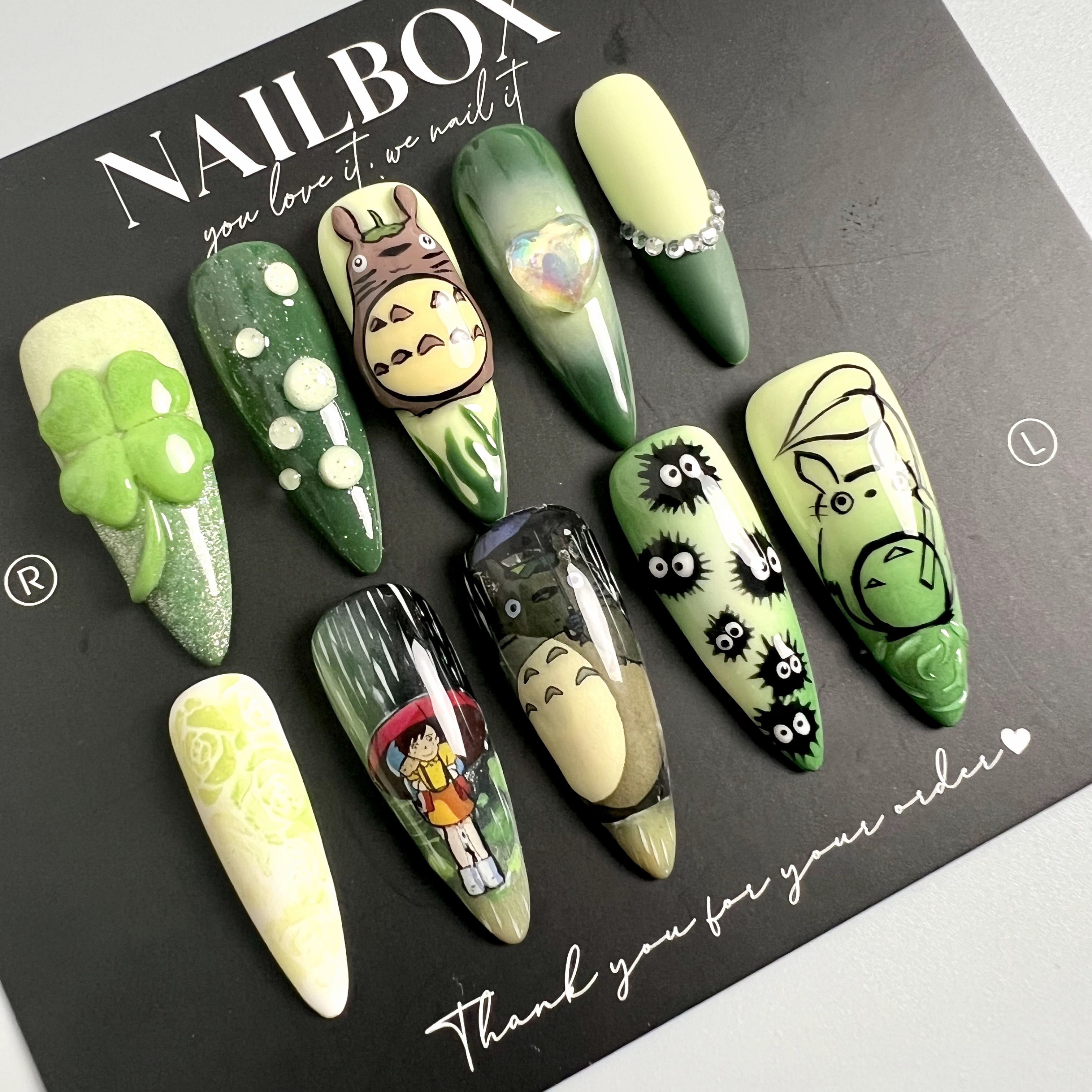 Totoro & Anime Inspired Press-on Nails | Handmade Press-on Nails